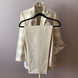 VTG Plaid 2pc pant suit 100% Wool Union made
